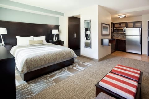 Relax on the comfy bed after a day outside.