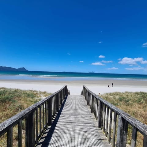 Beach nearby, sun loungers