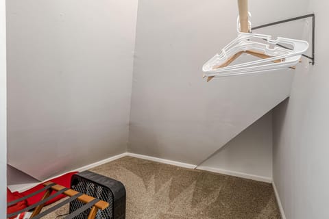 Luggage goes in the corner. You go straight to the pillows.