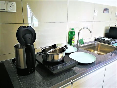 Fridge, microwave, dishwasher, electric kettle