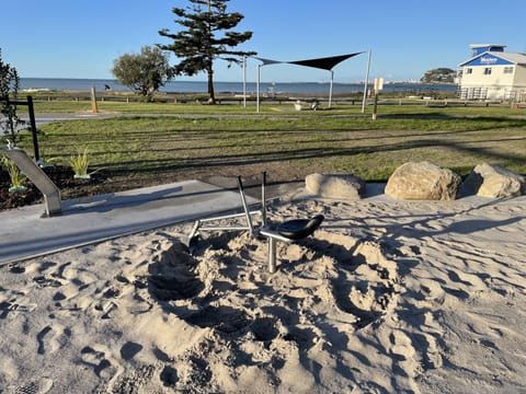 Beach nearby, sun loungers