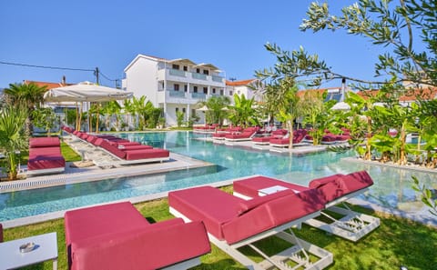 Outdoor pool, sun loungers