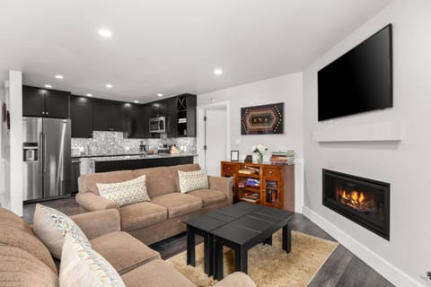 The open concept living space is perfect for spending time together with your travel companions. A new gas fireplace was added December 2024.