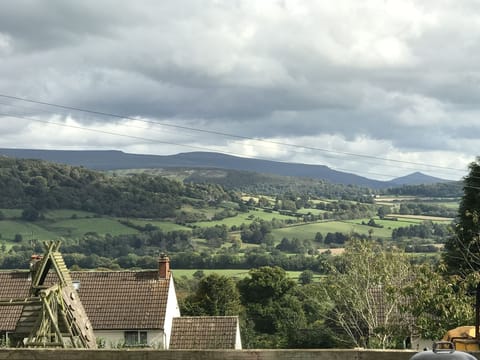 View from the front windows and patio at Coity Bach