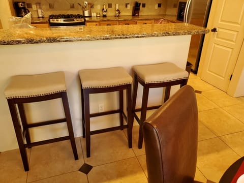 Three seats at the bar. 