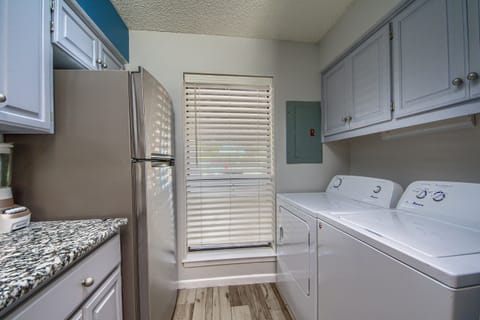 Kitchen area with Washer and Dryer!