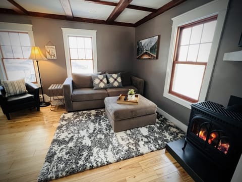 Warm up by the fire in this cozy living room...don't forget the hot cocoa!
