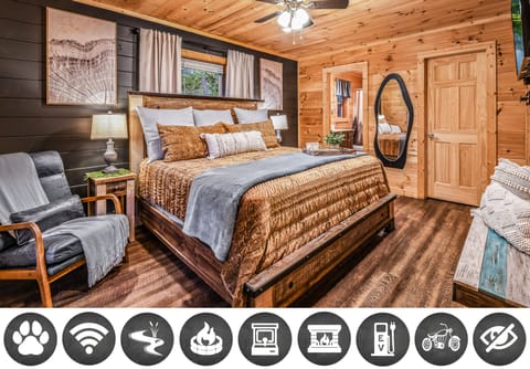 Indoors, Hardwood, Appliance, Ceiling Fan, Bed