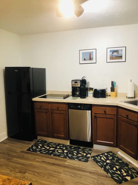 Fridge, microwave, stovetop, dishwasher