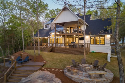 Generous outdoor entertaining spaces, with two levels of decks and a fire pit
