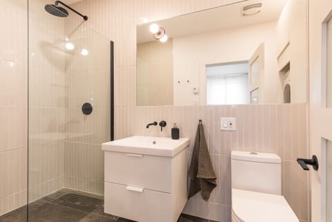 Pinterest inspired bathroom with a bathtub and rain shower!
