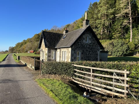 single track road that runs by The Lodge with Lochead Chalets in the distance