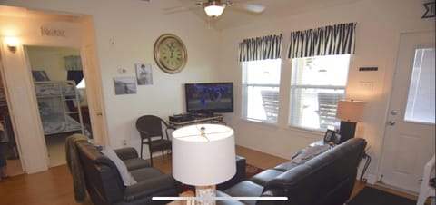Living space with Dish Network, Netflix, WiFi, lots of DVDs and board games