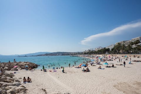 On the beach, beach towels