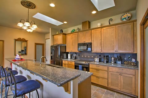 The fully equipped kitchen has everything the home chef needs.