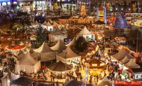 Galway's main shopping street Shop street and Eyre Square" 150 meters away.