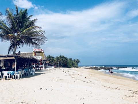 Beach nearby, sun loungers