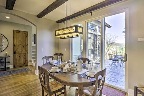 Indulge in home-cooked cuisine at this charming kitchen table.