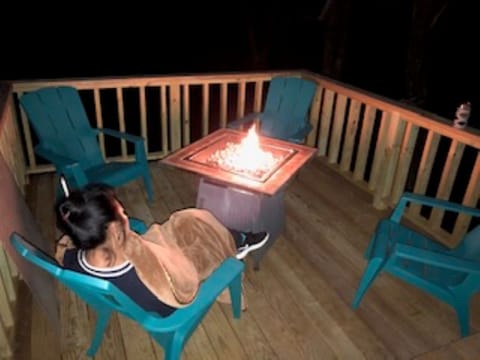 Lookout deck and firepit.