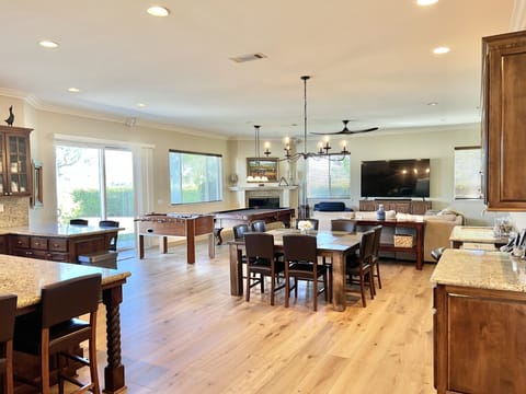 Well appointed great room with Foosball Table, Pool Table, Shuffle Board.