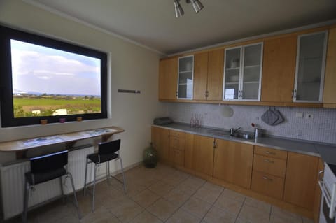 Fridge, stovetop, dishwasher, coffee/tea maker