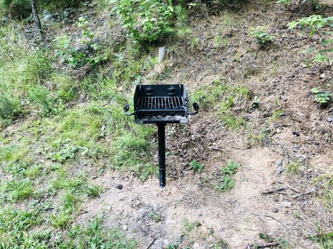 This charcoal grill is behind the house.  Please provide your own charcoal.  