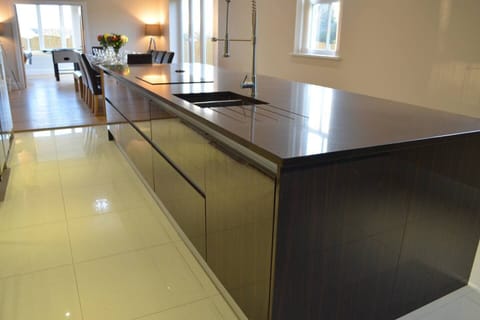 Kitchen area with island