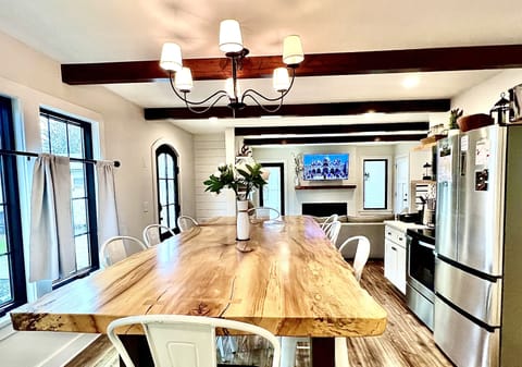 High Tope raw edge Dining Room table seats 10.  