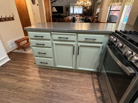 Kitchen open to dining area and great room.