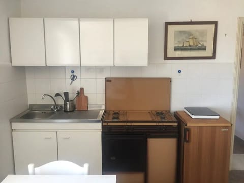 Fridge, electric kettle, toaster, cookware/dishes/utensils