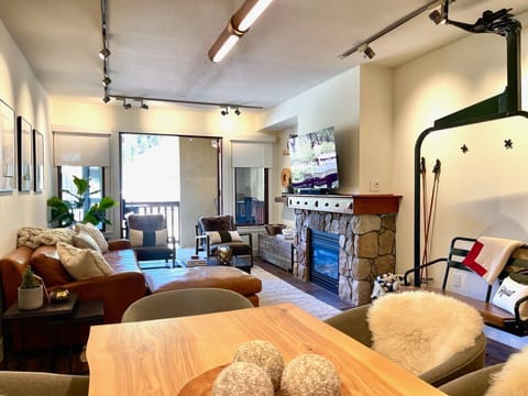 Dining table + living room