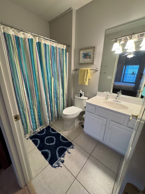 Combined shower/tub, jetted tub, hair dryer, towels