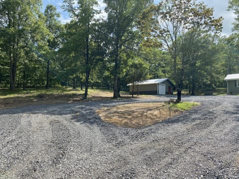 Circle driveway for trailer parking and easy turn around.