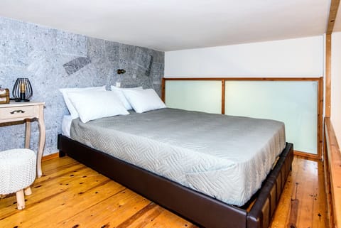 Double bed in the attic of Modern villa, Platanes, Rethymno, Crete