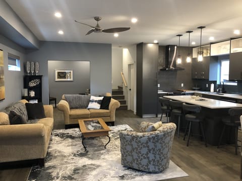 Living area | TV, fireplace, books
