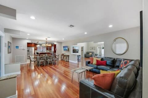 The open plan living area off the kitchen.