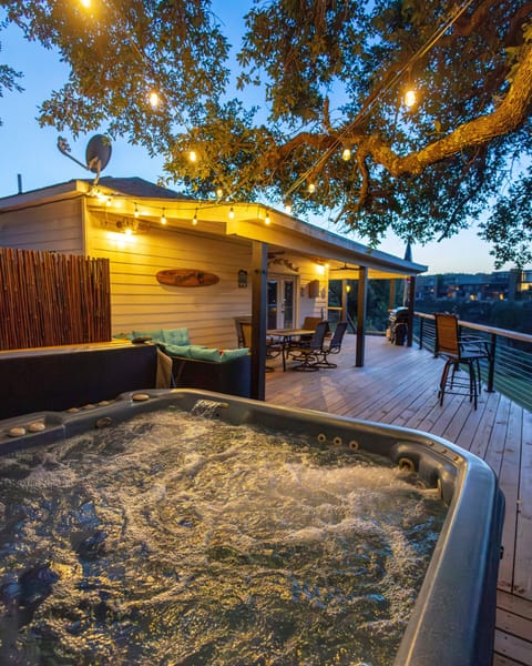 Jacuzzi at night on the deck