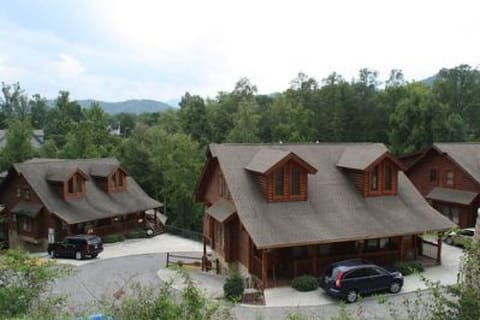 View of cabin and part of resort from the hill