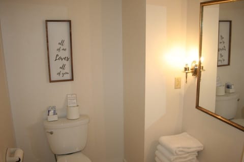 Combined shower/tub, jetted tub, hair dryer, towels