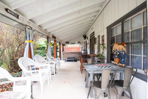 Take a soak in the hot tub on the covered porch
