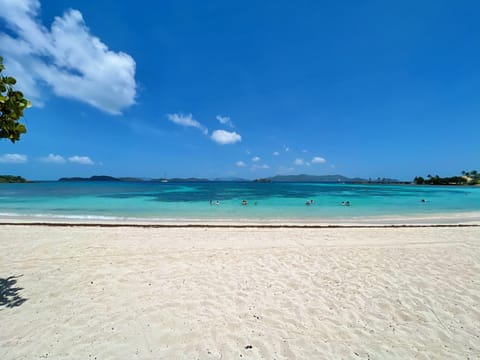 On the beach, beach towels