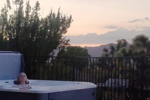 Private hot tub on the patio, under the stars