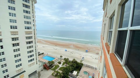 On the beach, sun loungers, beach towels