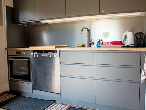 Flooring, Kitchen Appliance, Wood, Kitchen, Major Appliance, Interior Design, Cabinetry, Floor, Countertop, Home Appliance