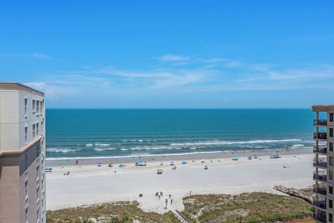 On the beach, sun loungers, beach towels