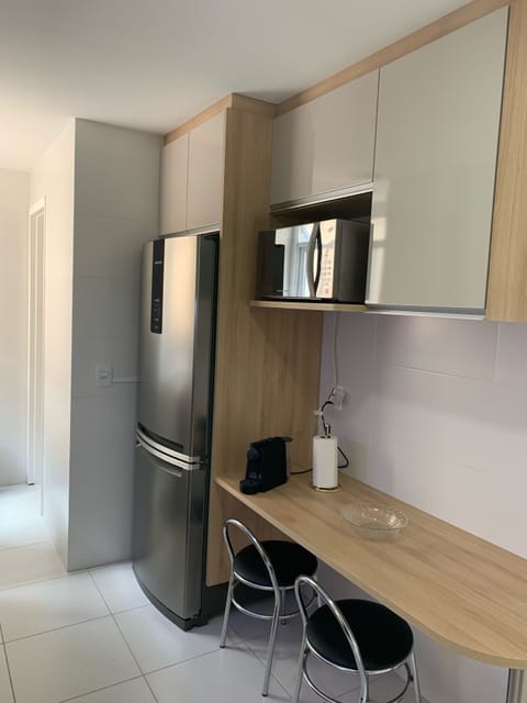 Microwave and small breakfast counter