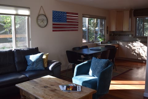 Downstairs living room and dining table