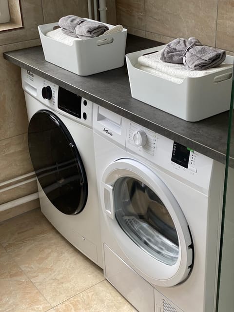 Laundry space with washing machine and dryer