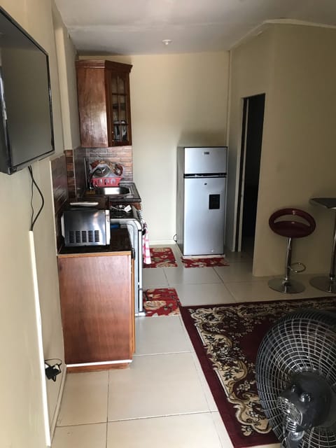 Fridge, microwave, oven, electric kettle