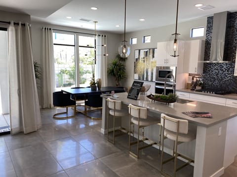 From the kitchen into the dining room.